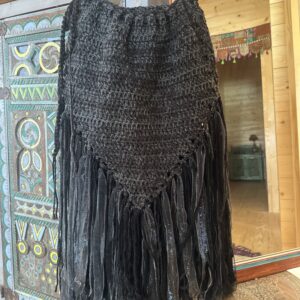 Falda Festival Crochet Pico Negra