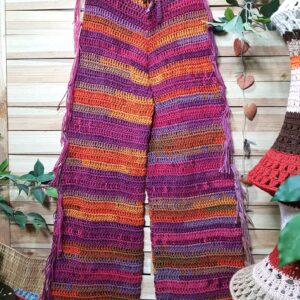 Pantalón Crochet  Flecos Morado