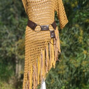 Vestido Crochet Asimétrico Mostaza