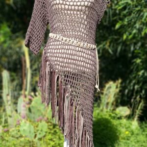 Vestido Crochet Asimétrico Marrón
