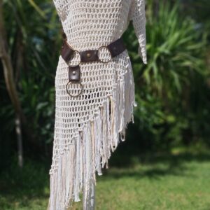Vestido Crochet Asimétrico Blanco Roto