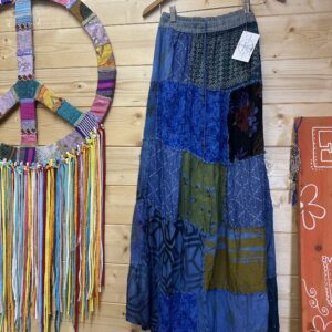 Falda Patchwork Algodón Azul