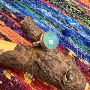 Anillo Calcedonia Aguamarina Plata
