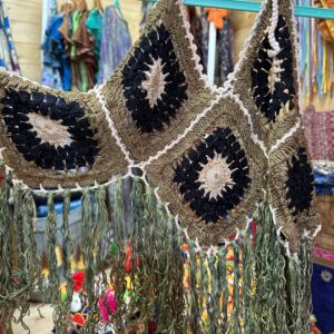 Top Crochet Flecos Kaki