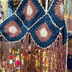 Top Crochet Flecos Azul