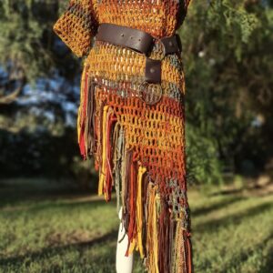 Vestido Asimétrico Crochet naranja