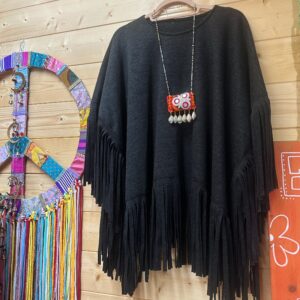 Poncho Flecos Negro