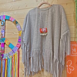 Poncho Flecos Beige