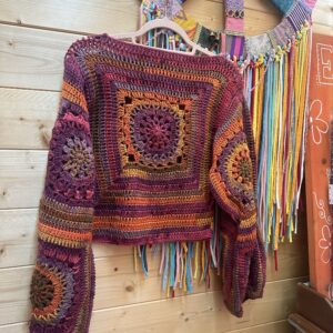 Jersey Crochet Boho Morado